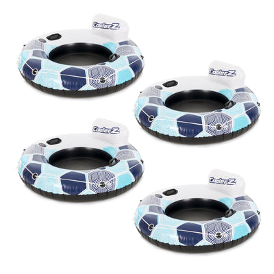 Bestway CoolerZ Rapid Rider Inflatable Lake Pool Tube Float, Blue/Gray, 4 Pack - VMInnovations