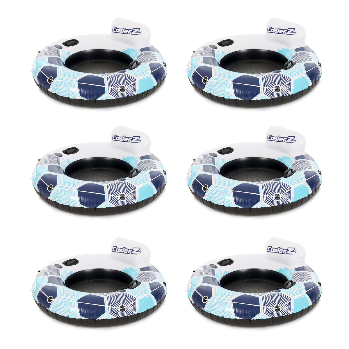Bestway CoolerZ Rapid Rider Inflatable Lake Pool Tube Float, Blue/Gray, 6 Pack - VMInnovations
