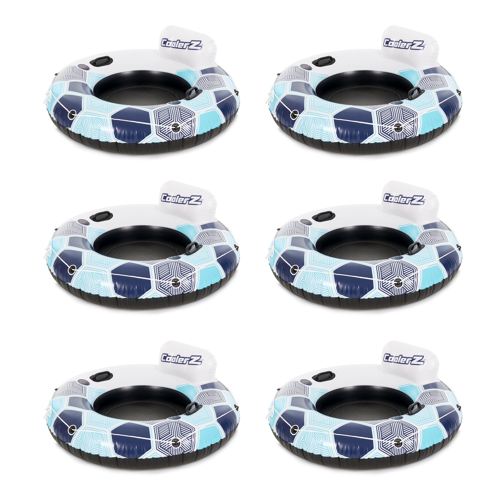 Bestway CoolerZ Rapid Rider Inflatable Lake Pool Tube Float, Blue/Gray, 6 Pack - VMInnovations