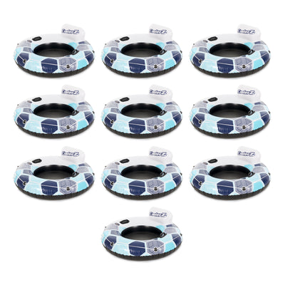 Bestway CoolerZ Rapid Rider Inflatable Lake Pool Tube Float, Blue/Gray, 10 Pack - VMInnovations