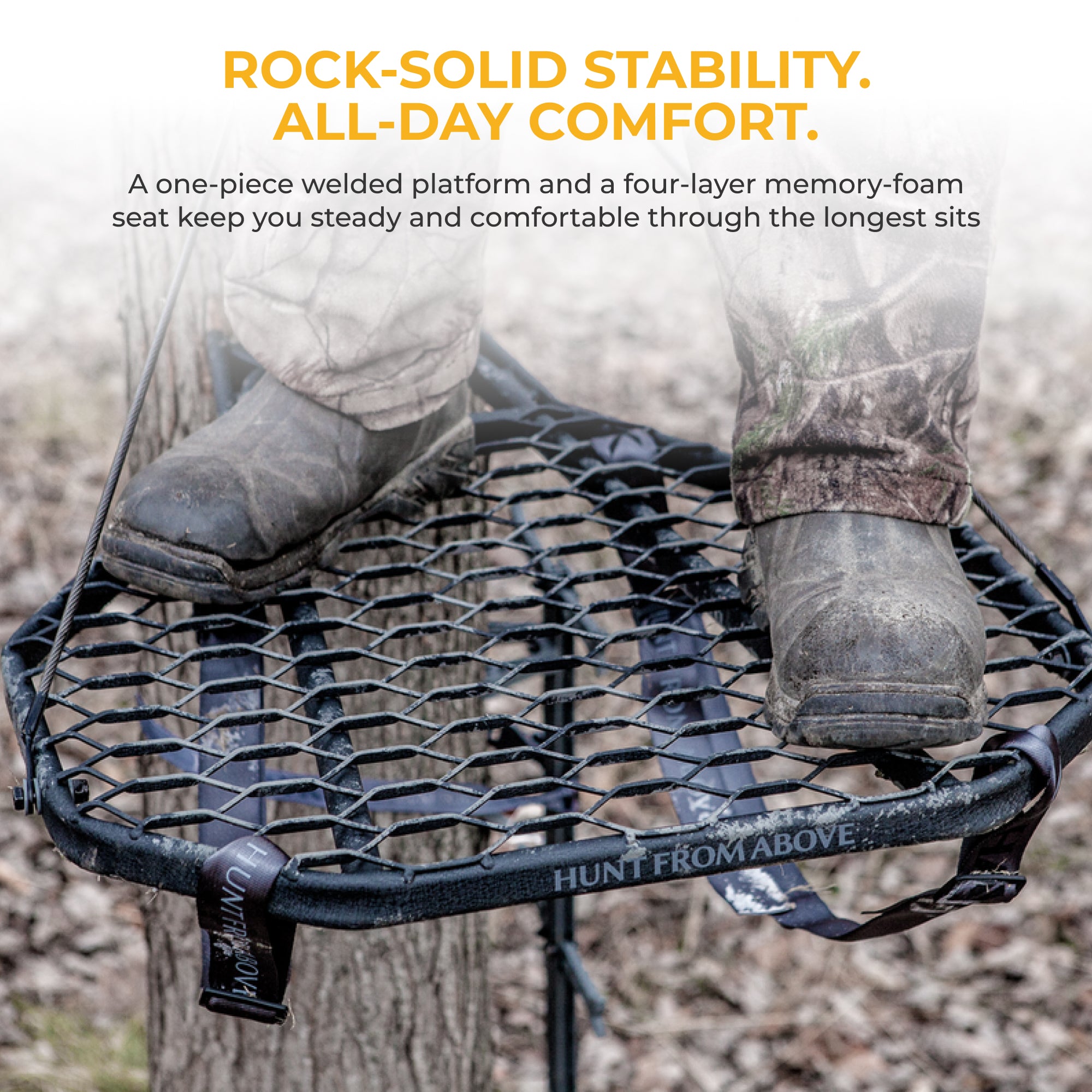 Hawk COMBAT Durable Steel Hang-On Hunting Tree Stand & Full-Body Safety Harness (Refurbished)
