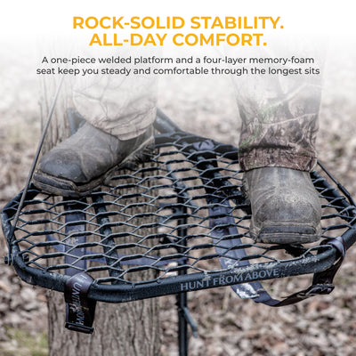 Hawk COMBAT Durable Steel Hang-On Hunting Tree Stand & Full-Body Safety Harness (Refurbished)