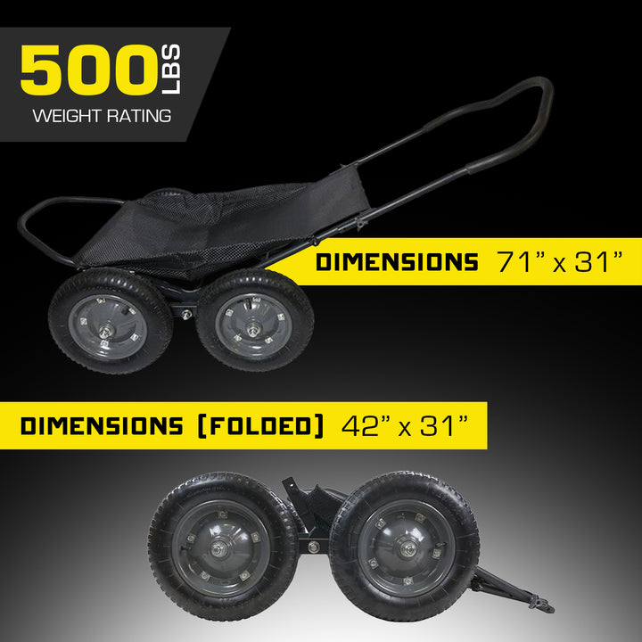 Hawk Crawler Multi-Use Folding Cart, Hunting Fishing Cart, 500lb Capacity, Black - VMInnovations