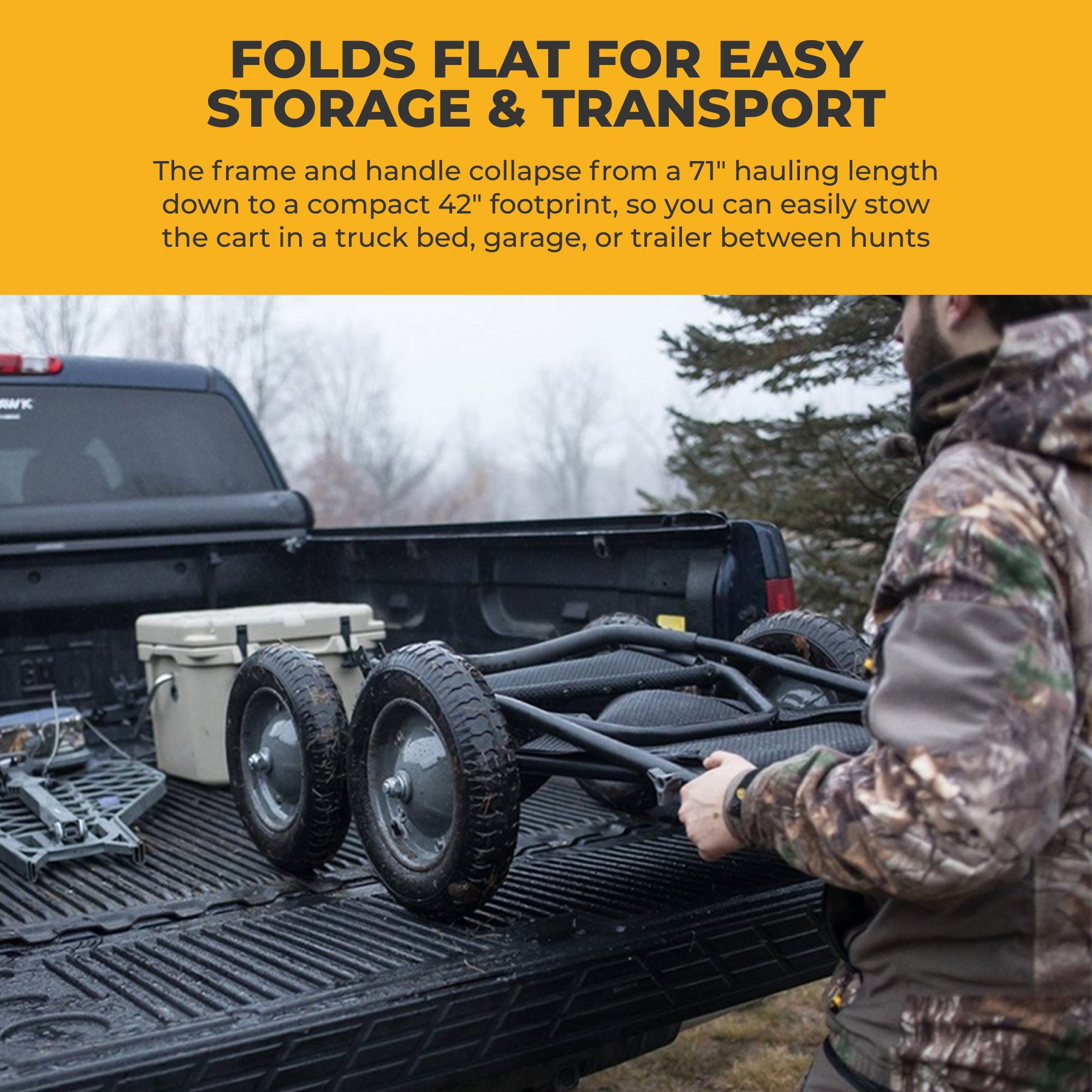 Hawk Crawler 500 Lb. Capacity Foldable Multi Use Deer Game Recovery Cart, Black (Refurbished)