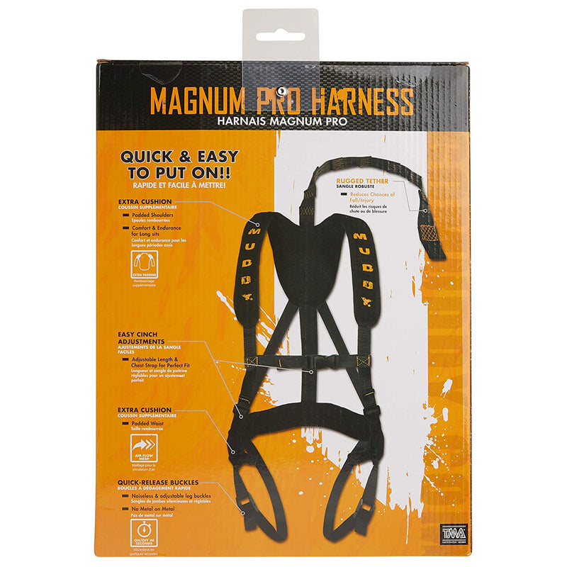 Muddy Outdoors Magnum Pro Padded Adjustable Treestand Harness System, Black