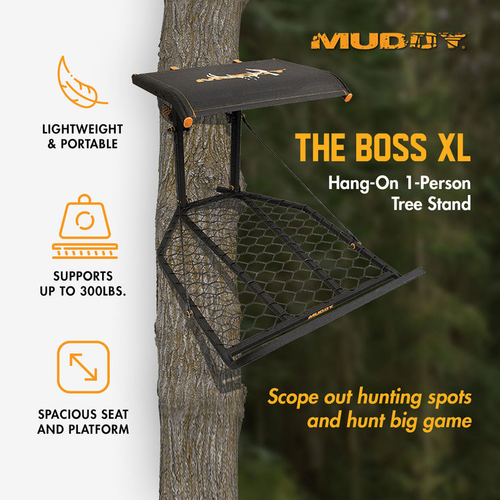 Muddy The Boss XL Wide Stance Hang On 1 Person Hunting Tree Stand Platform(Used)
