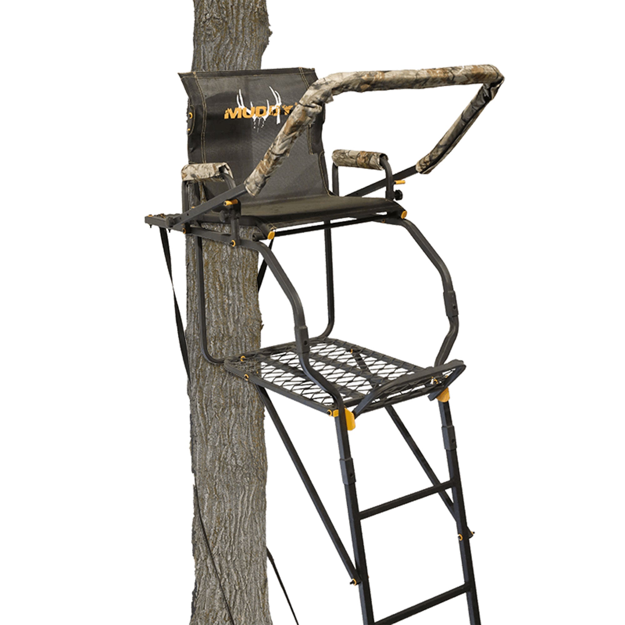 Muddy Huntsman Deluxe 17 Ft 1 Person Hunting Ladder Tree Stand, Black(For Parts)