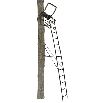 Huntsman Deluxe 17-Foot 1 Person Hunting Deer Ladder Tree Stand, Black (Used) - VMInnovations