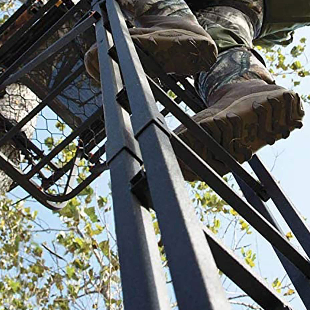 Huntsman Deluxe 17-Foot 1 Person Hunting Deer Ladder Tree Stand, Black (Used) - VMInnovations