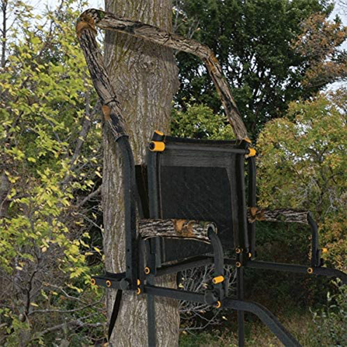 Muddy Huntsman Deluxe 17 Ft 1 Person Hunting Ladder Tree Stand, Black(For Parts)