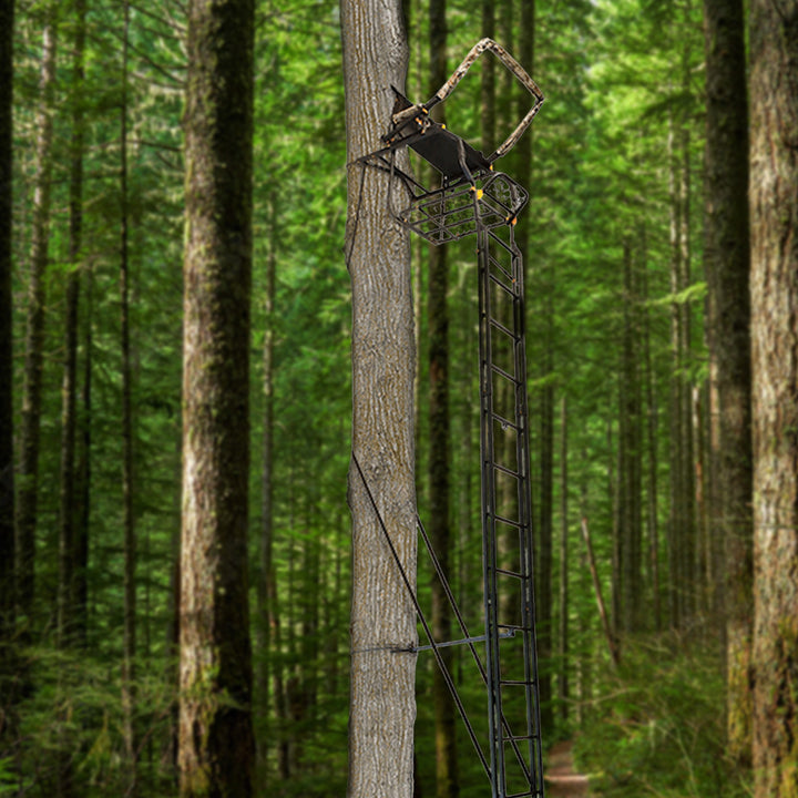 Muddy Huntsman Deluxe 17 Foot Hunting Ladderstand, 1 Person Climbing Tree Stand