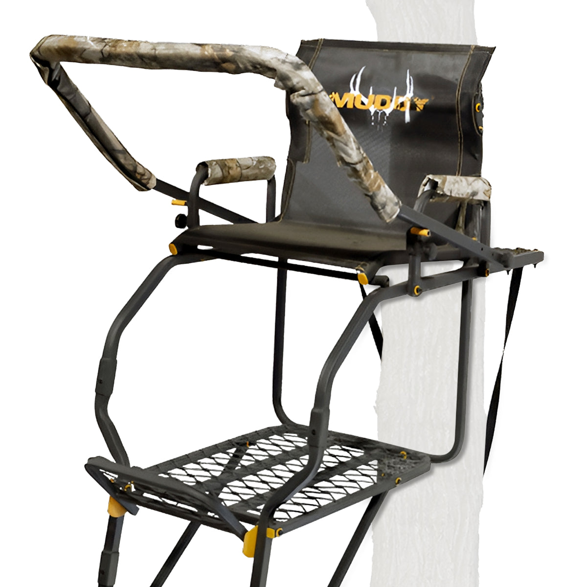 Muddy Huntsman Deluxe 17 Ft 1 Person Hunting Ladder Tree Stand, Black(For Parts)