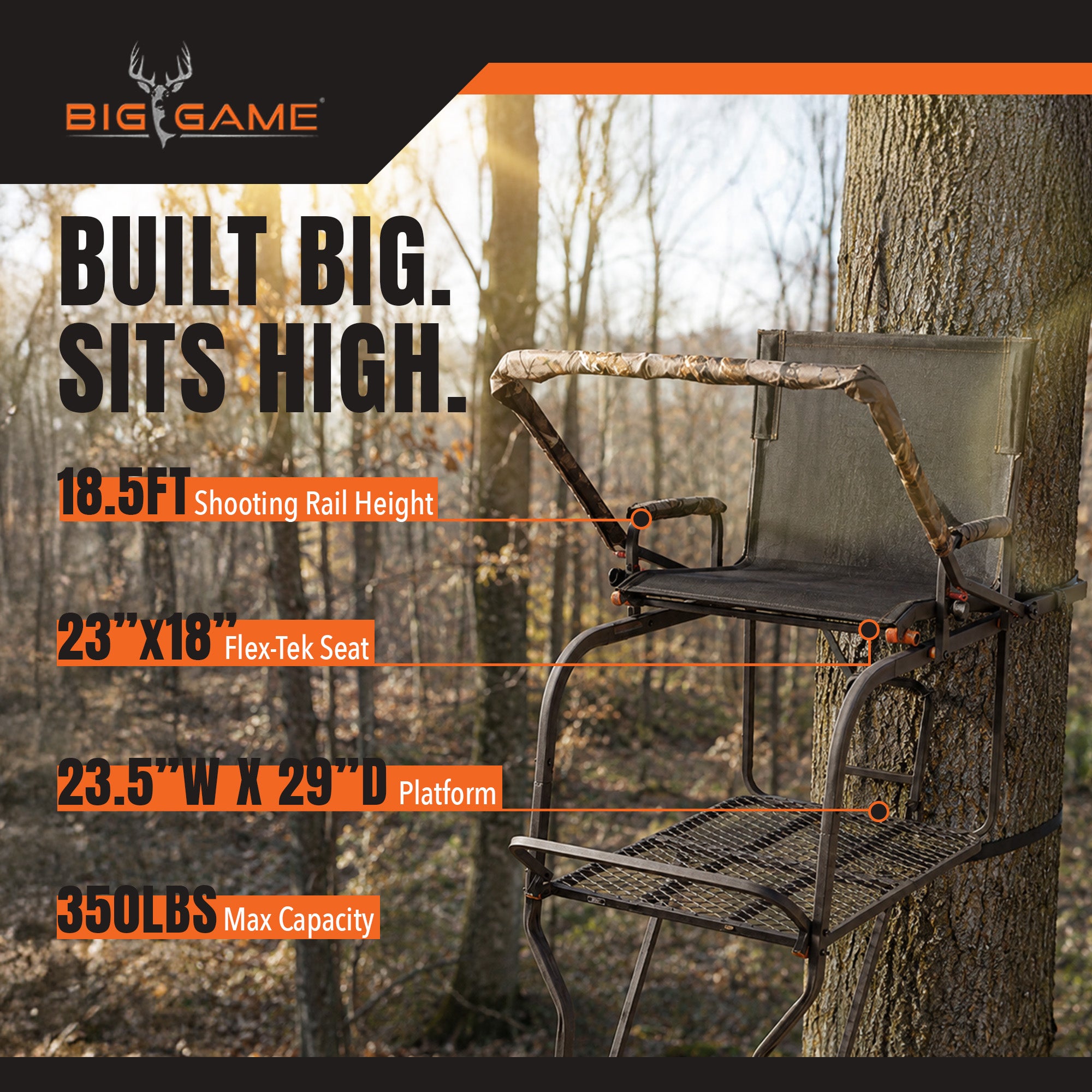 Big Game Hunter HD 1.5 Deer Hunting 18.5 Foot 1 Person Ladder Tree Stand (Used)
