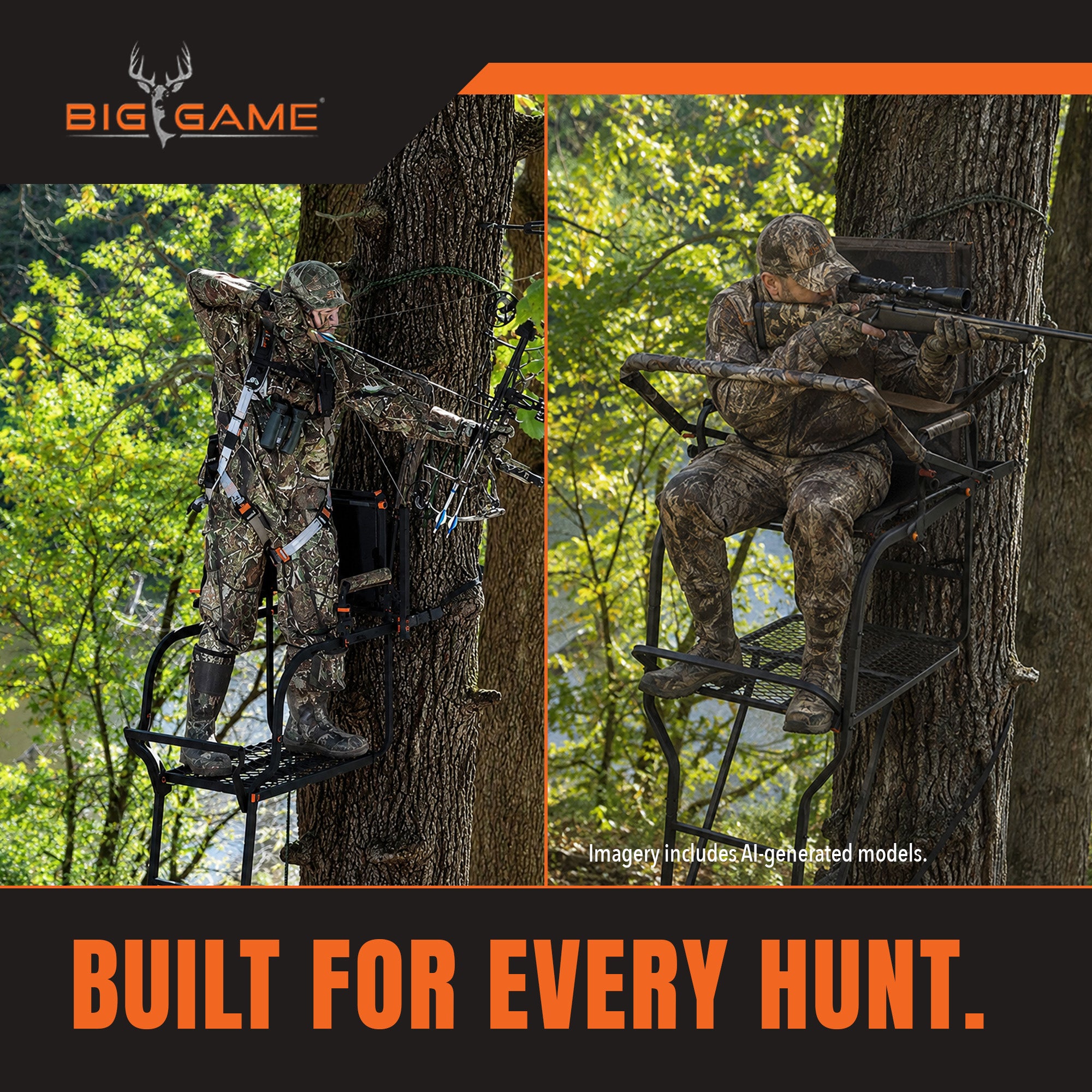 Big Game Hunter HD 1.5 Deer Hunting 18.5 Foot 1 Person Ladder Tree Stand (Used)