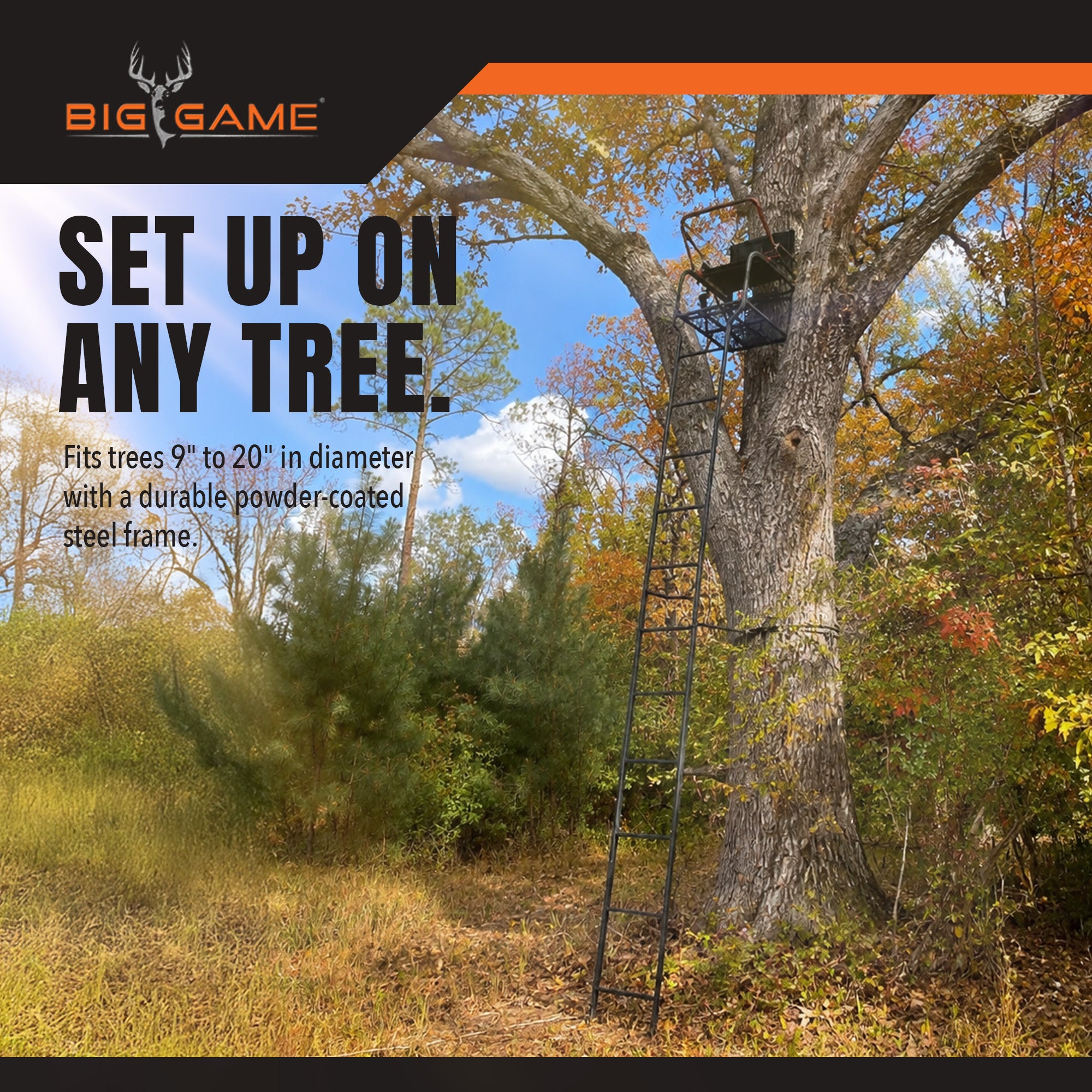 Big Game Hunter HD 1.5 Deer Hunting 18.5 Foot 1 Person Ladder Tree Stand (Used)