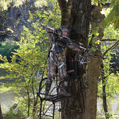 Big Game LS0550 Hunter HD 1.5 Deer Hunting 18.5 Foot 1 Person Ladder Tree Stand - VMInnovations