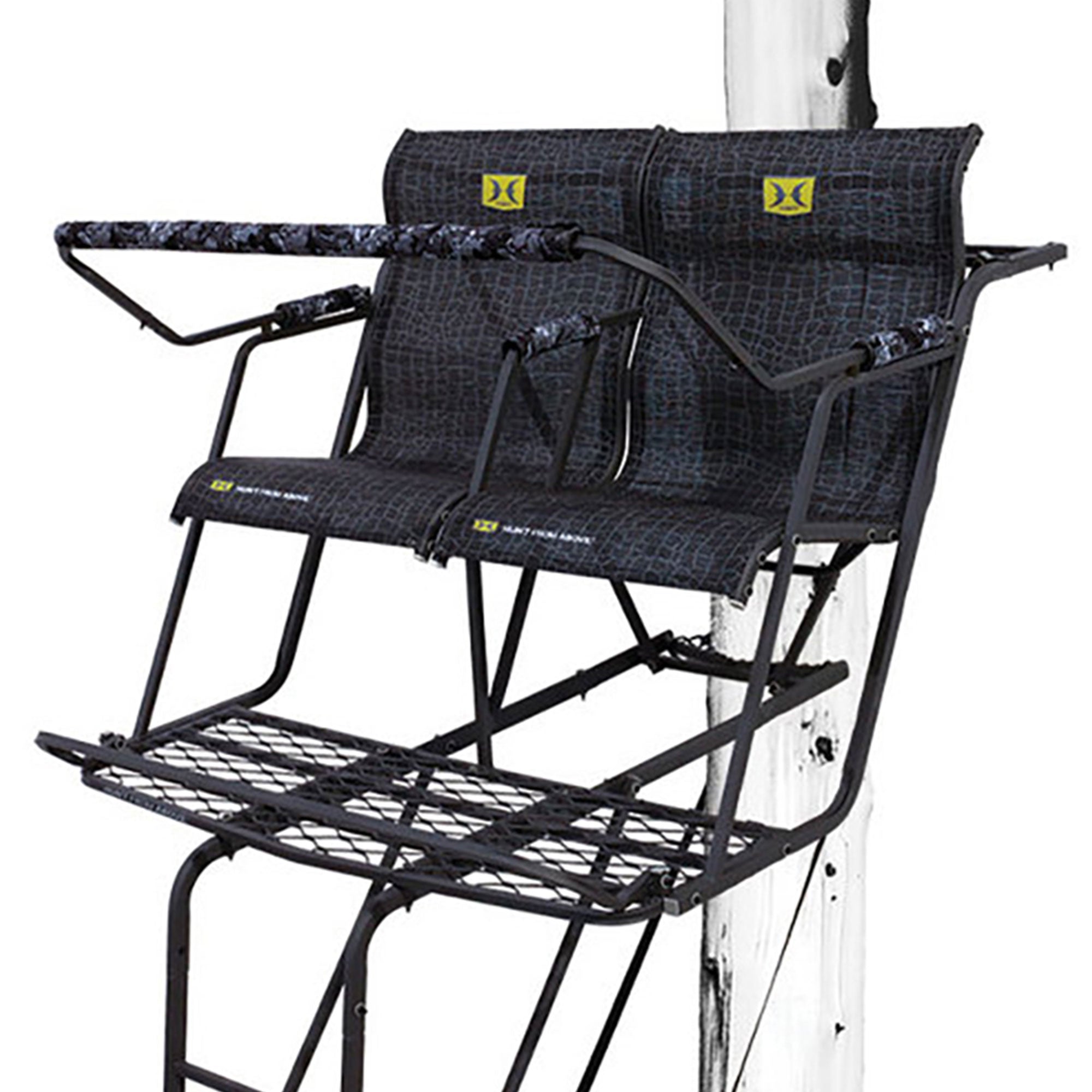 Hawk Big Denali 2 Man Climbing Tree Stand & 2 Man Ladder Tree Stand Blind, Black - VMInnovations