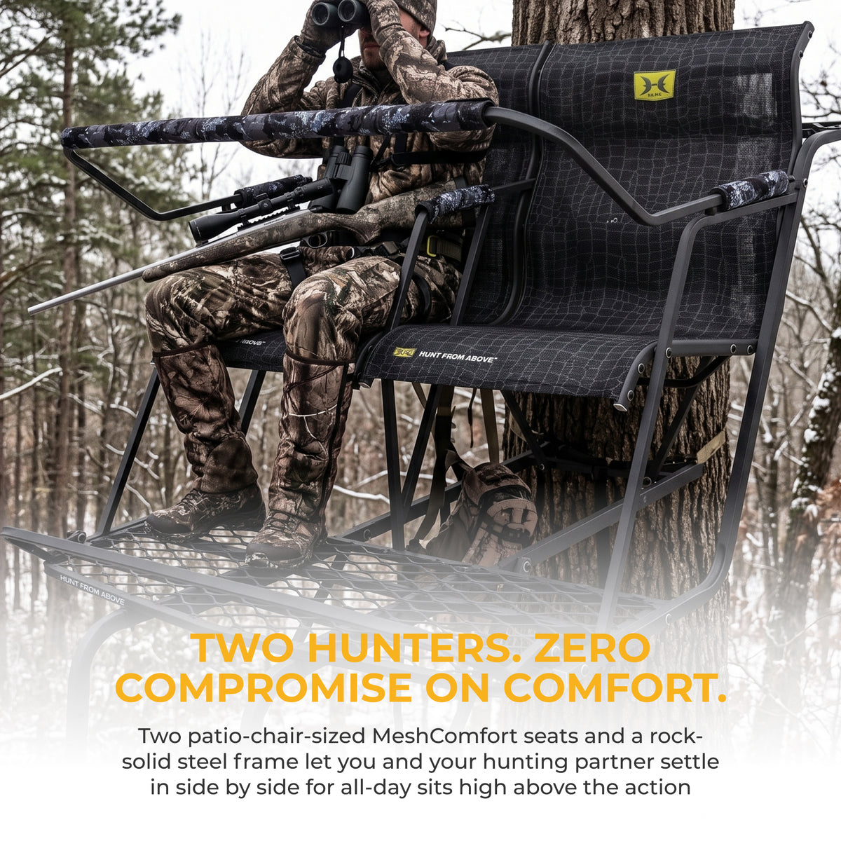 Hawk Big Denali 2 Man Climbing Tree Stand, 18 Foot Deer Hunting Ladderstand - VMInnovations