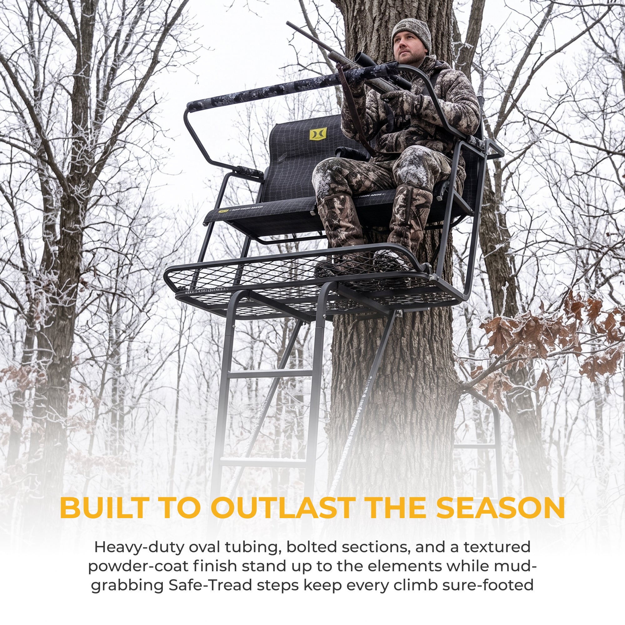 Hawk Big Denali 2 Man Climbing Tree Stand, 18 Foot Deer Hunting Ladderstand - VMInnovations