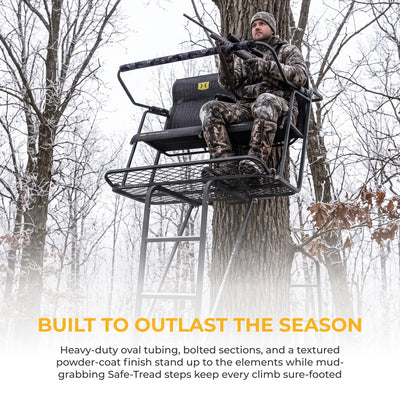 Hawk Durable Steel Denali 2-Man Ladder Treestand with Safe-Tread Steps(Open Box)