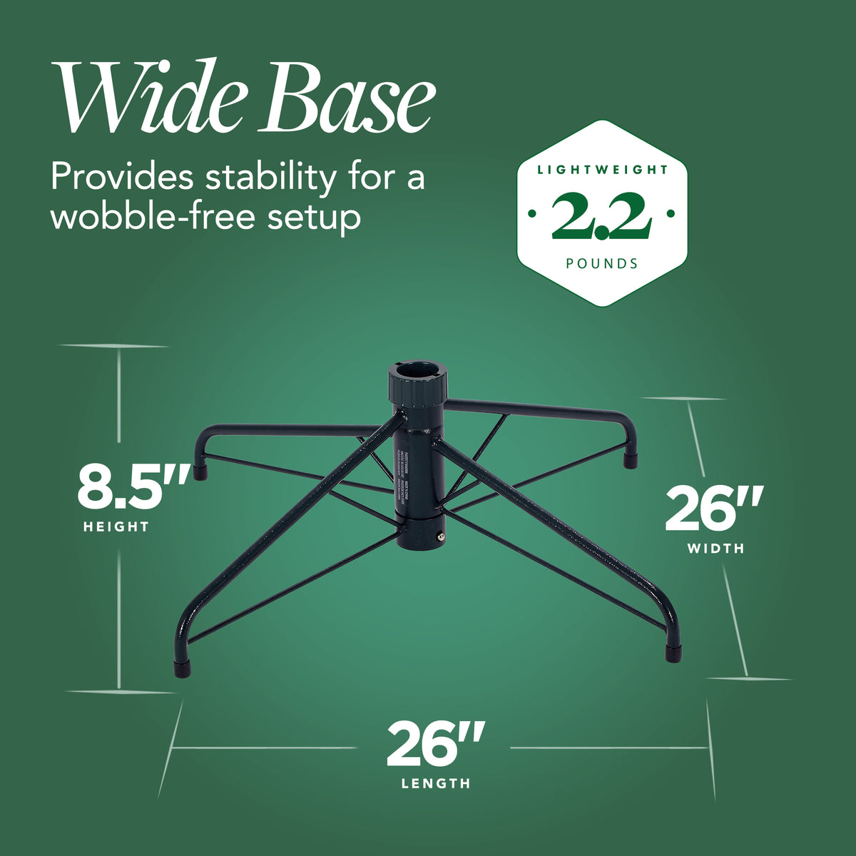 Home Heritage 1-1.5" Artificial Christmas Tree Base Folding Metal Stand, Green - VMInnovations