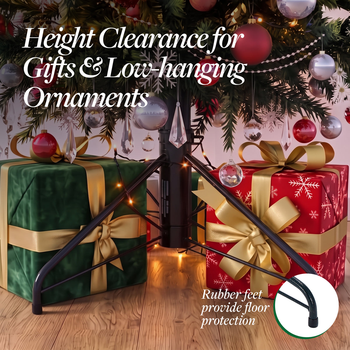Home Heritage 1-1.5" Artificial Christmas Tree Base Folding Metal Stand, Green - VMInnovations