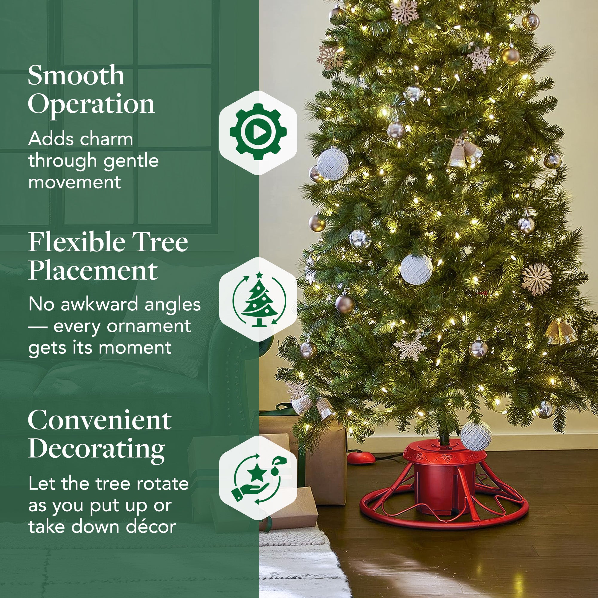 Home Heritage Rotating Stand Base for Artificial Christmas Trees, Red (Used)