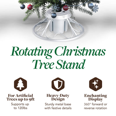Home Heritage Electric Rotating Stand Base for Artificial Christmas Tree, Silver (Refurbished)