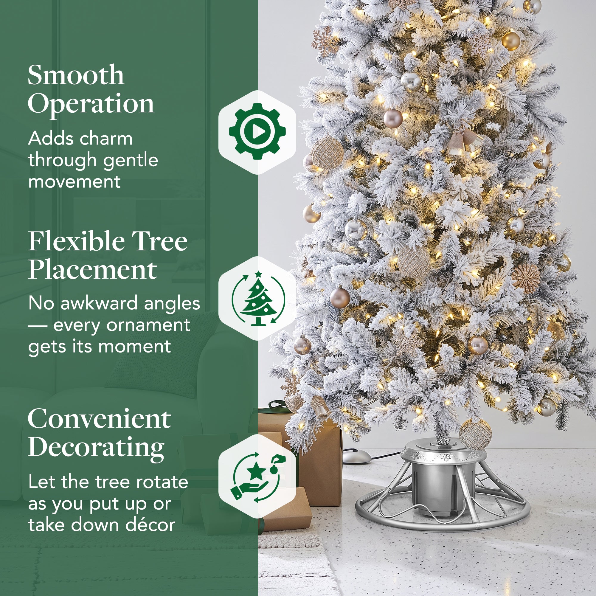 Home Heritage 1-1.75" Artificial Christmas Tree Base Rotating Metal Stand, Silver - VMInnovations