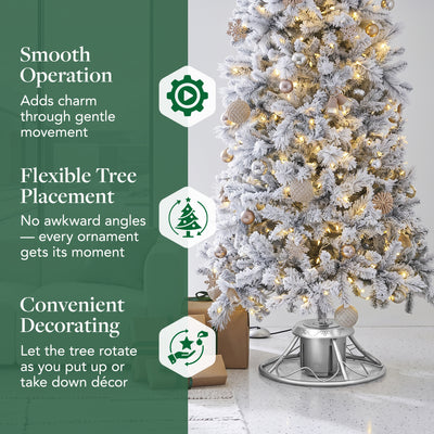 Home Heritage 1-1.75" Artificial Christmas Tree Base Rotating Metal Stand, Silver - VMInnovations