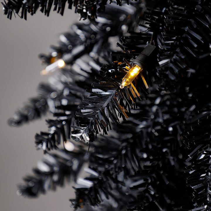 Home Heritage 7 Ft Pencil Artificial Tree with LED Lights, Black (Open Box) - VMInnovations