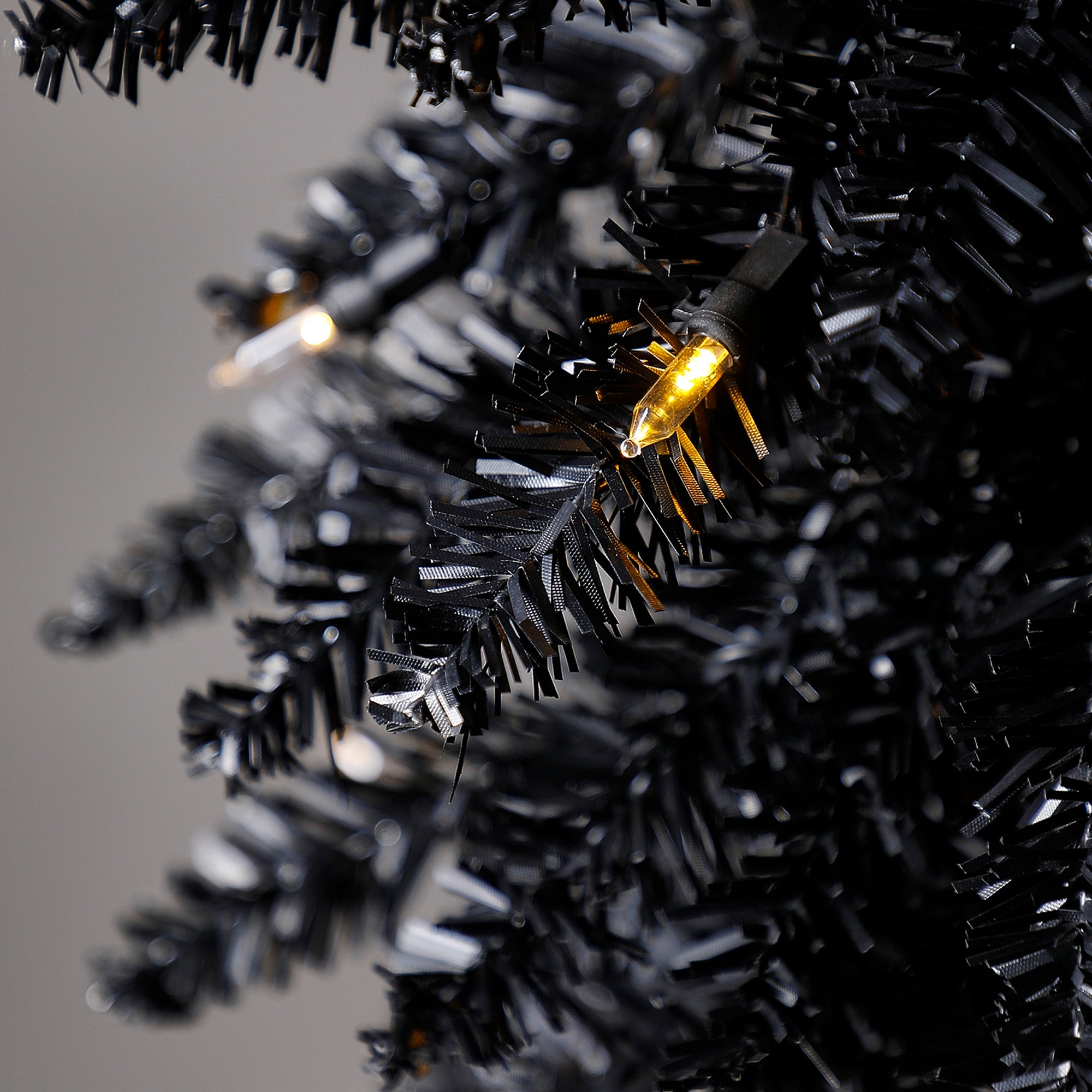 Home Heritage 7 Ft Pencil Artificial Tree with White LED Lights, Black (Used) - VMInnovations