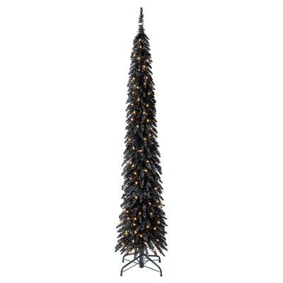 Home Heritage 7 Ft Pencil Artificial Tree with LED Lights, Black (Open Box) - VMInnovations