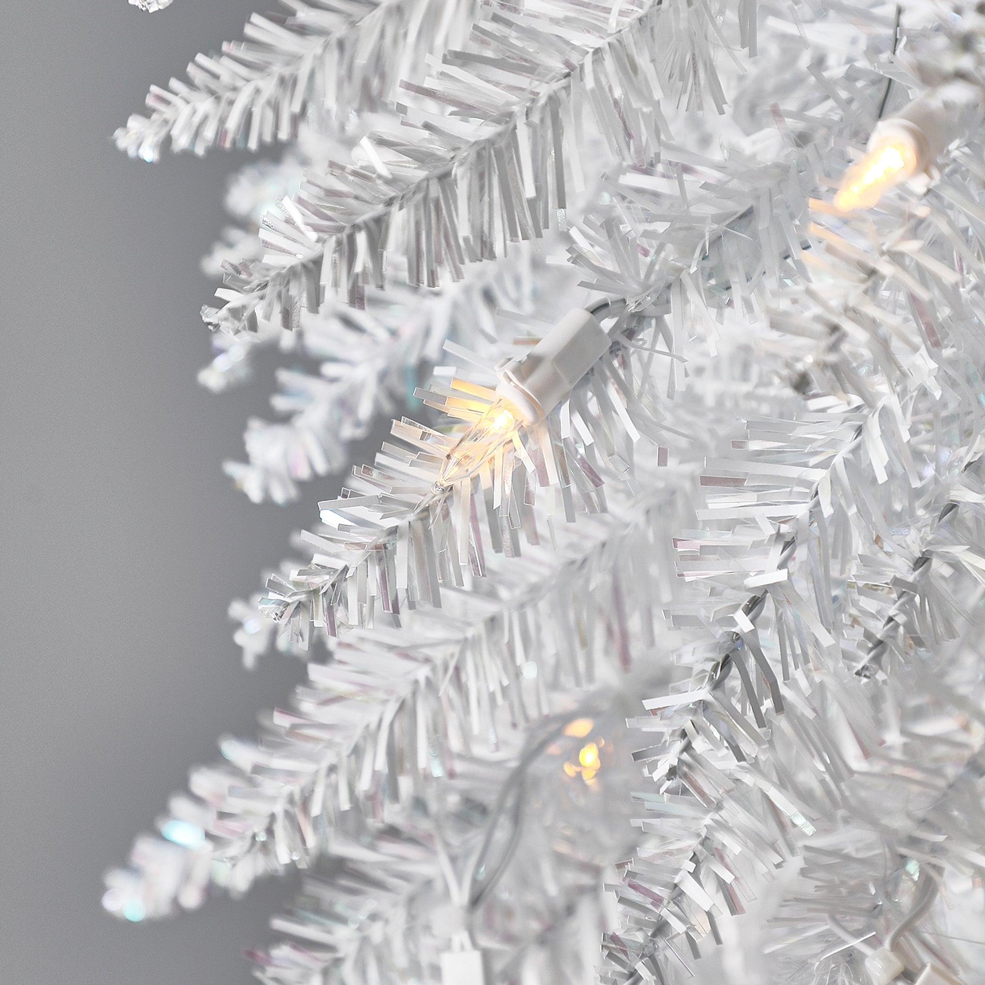 Home Heritage Tinsel 7' Pencil 150 LED Pre-Lit Artificial Christmas Tree, White