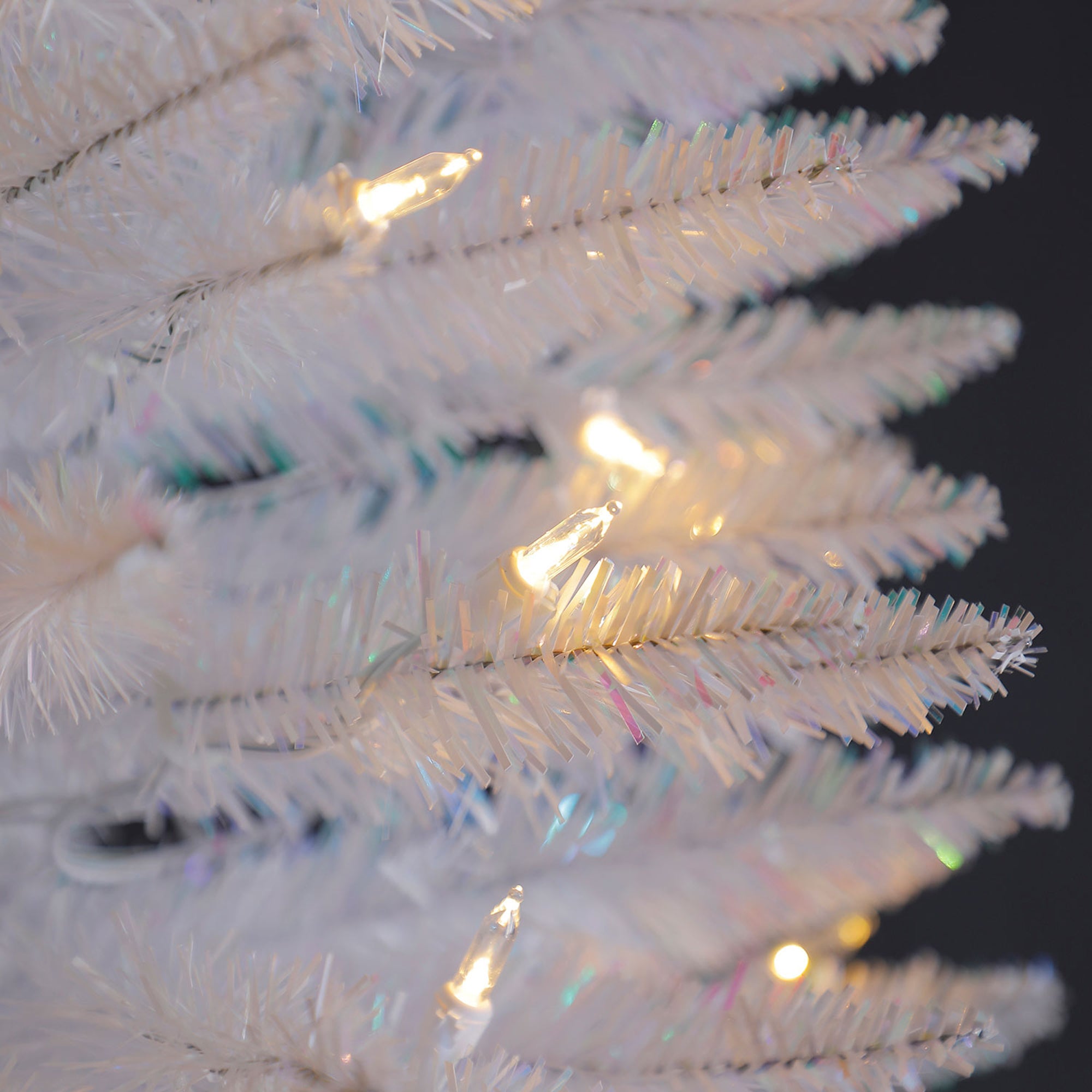 Home Heritage 7 Foot Pencil Artificial Tree with White LED Lights, White (Used)