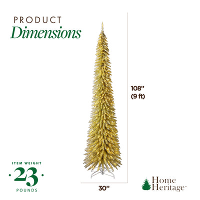Evergreen Classics 9' Pencil Pine Christmas Tree, 250 White LED Lights (Used) - VMInnovations