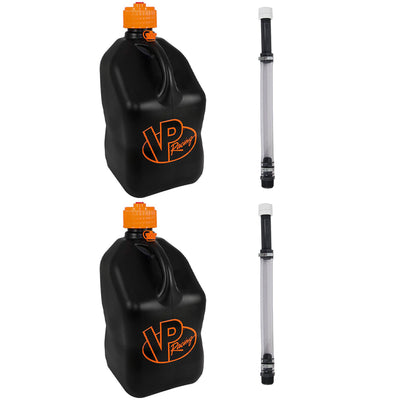 VP Racing Fuels 5.5 Gal Utility Jugs with Deluxe Hoses, Orange & Black (2 Pack)