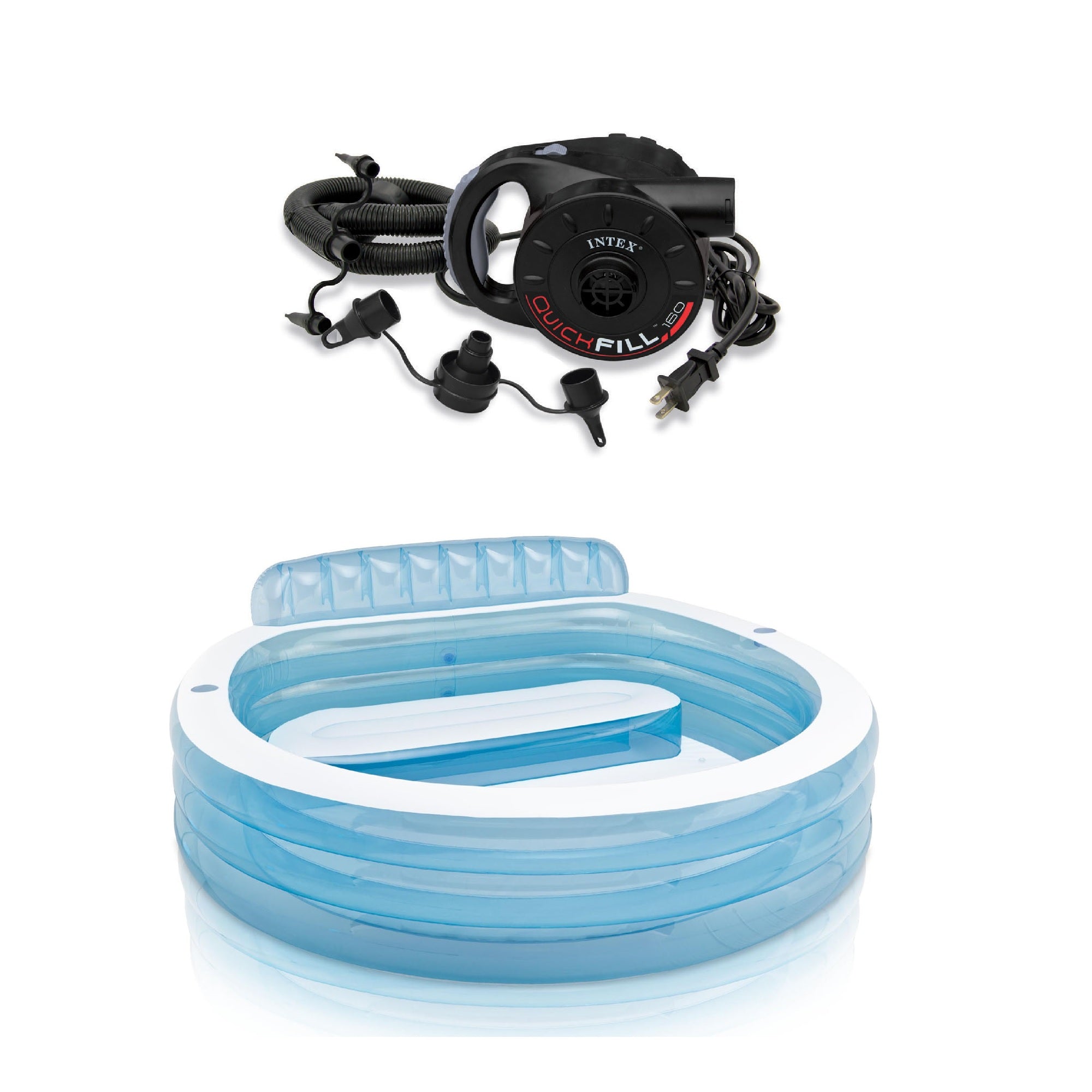 Intex Swim Center Inflatable Lounge Pool w/ Intex 120V Quick-Fill Electric Pump