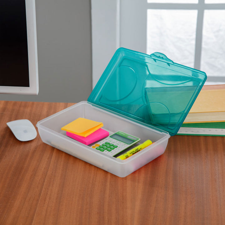 Sterilite 17296W06 Multipurpose Storage Supply Box w/Lid, Molokai Blue (12 Pack) - VMInnovations