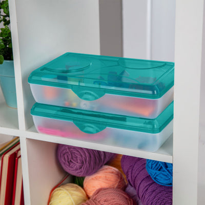Sterilite 17296W06 Multipurpose Storage Supply Box w/Lid, Molokai Blue (18 Pack) - VMInnovations
