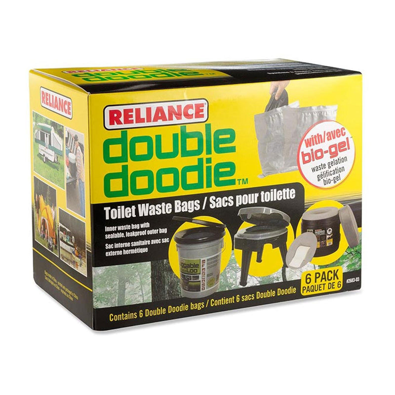 Reliance Double Doodie Portable Toilet Outdoor Waste Bags with Bio Gel (6 Pack)