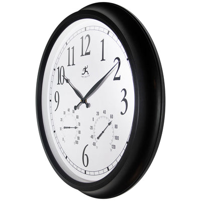 Infinity Instruments 15664BK-2534 24 Inch Classic Black Wall Thermometer Clock (Refurbished)