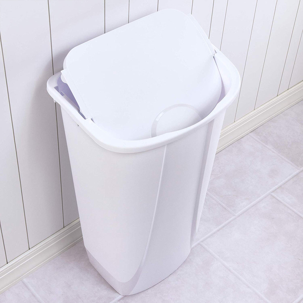 Sterilite 10938006 11 Gallon SwingTop Clean White Wastebasket Trash Can (6 Pack)