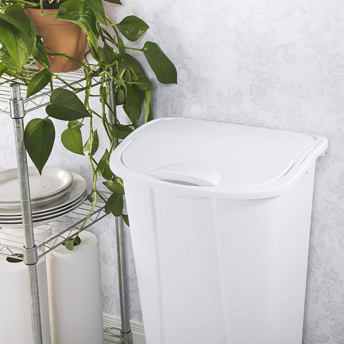 Sterilite 10938006 11 Gallon SwingTop Clean White Wastebasket Trash Can (6 Pack)