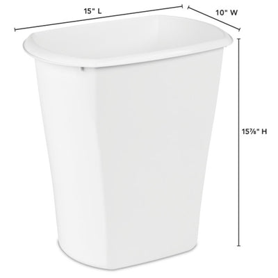 Sterilite 10528006 5.5 Gallon White Ultra Plastic Wastebasket Trash Can (6 Pack)