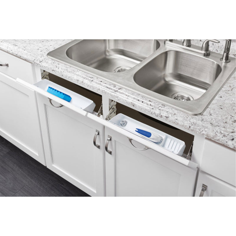 Rev-A-Shelf 11" Kitchen Sink Front Tip-Out Trays, White, 2-Pack, 6572-11-11-52
