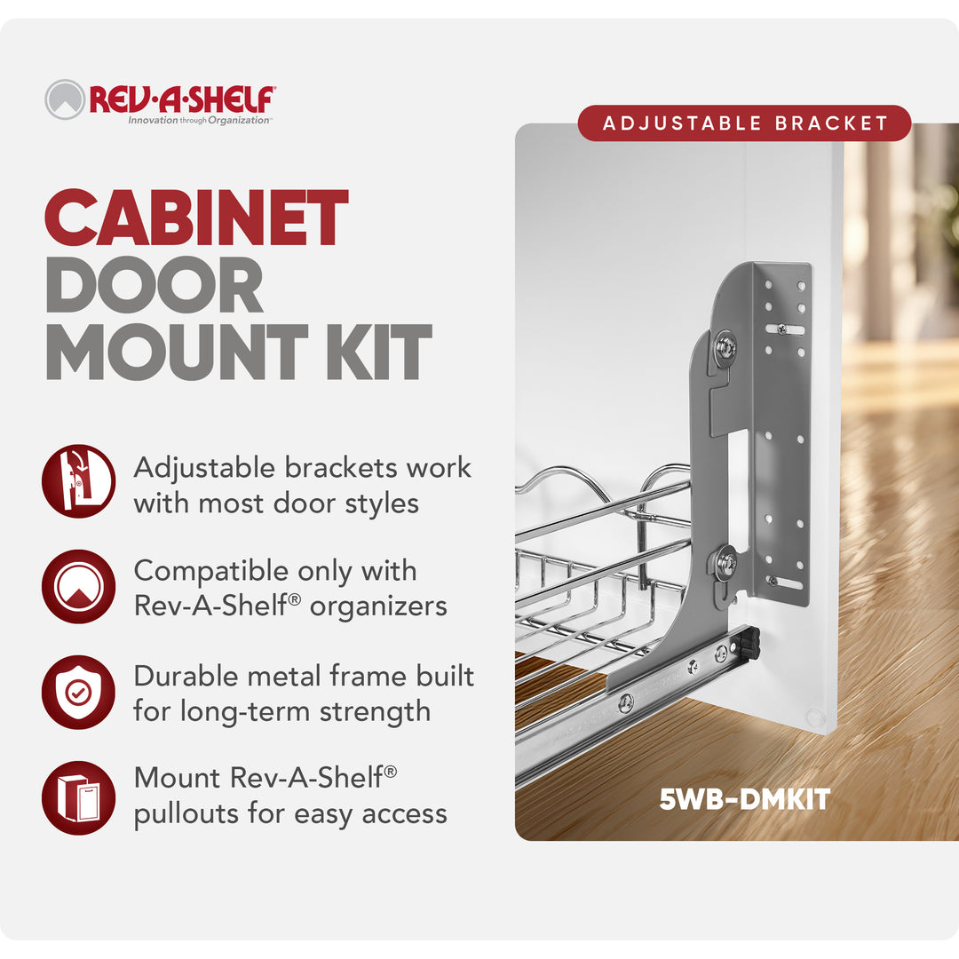 Rev-A-Shelf Cabinet Door Mount Kit for Pullout Shelves & Trash Cans, 5WB-DMKIT