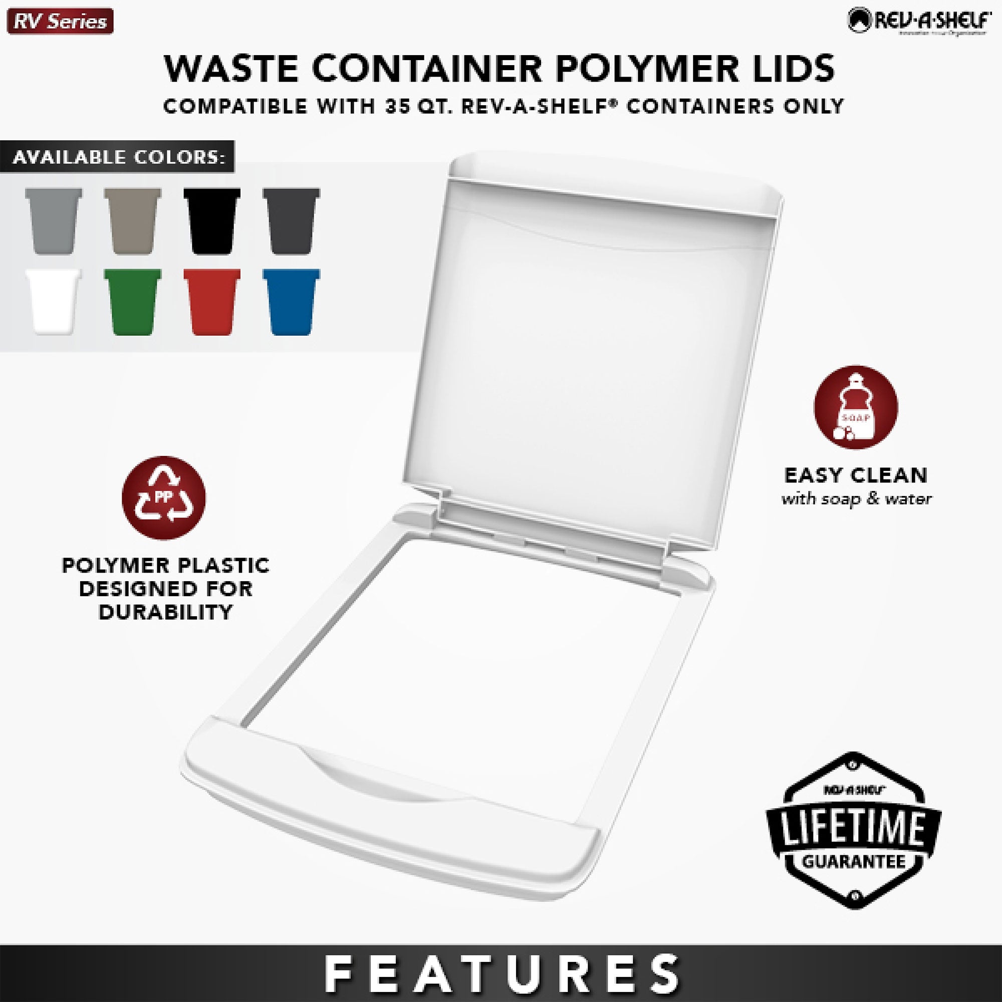 Rev-A-Shelf Double Pullout Trash Cans & Single Lid, 35 qt. w/ Soft-close, Silver - VMInnovations
