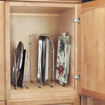 Rev-A-Shelf 18" Kitchen Cabinet Baking Sheet Tray Divider, Chrome, 597-18CR-52