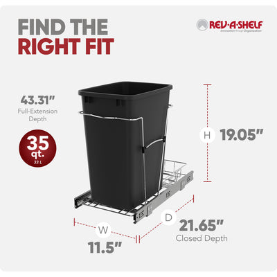 Rev-A-Shelf RV-12KD-18C S 35-Qt Cabinet Pullout Waste Container (For Parts)